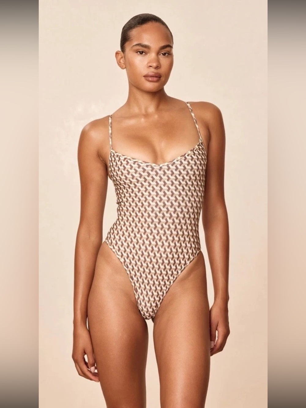 NEW! Monday Swimwear One Piece Ravello Husk Geo Cheeky Size Small